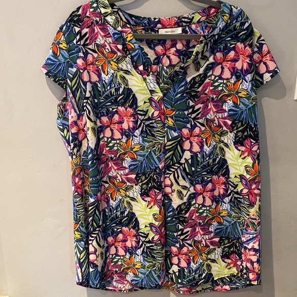 Tropical blouse with stitch detail size 1x - Picture 5 of 5